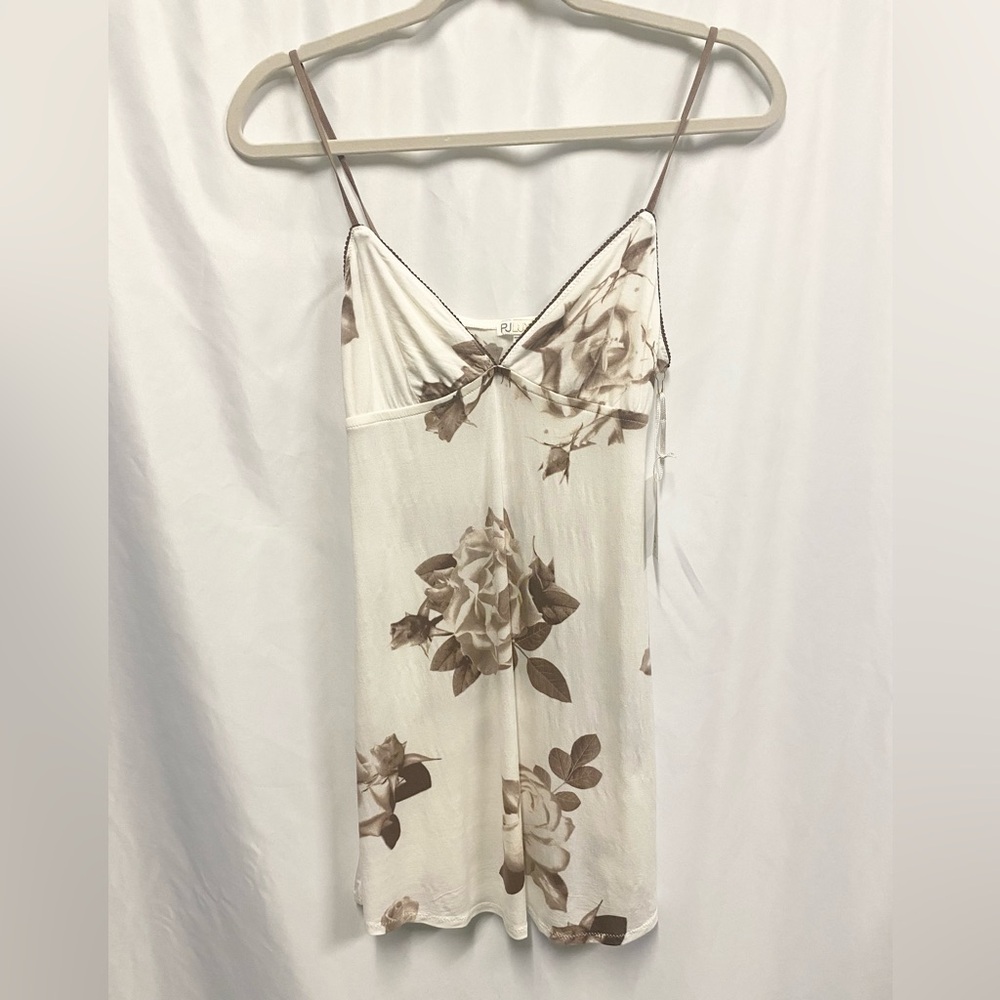 PJ Luxe Cream & Brown Floral Nighty NWT